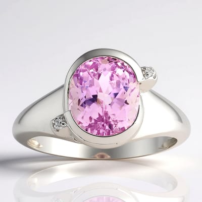 Cavill - Zilveren Ring 925 - Ovale Kunziet 3,145 ct Briljantslijpsel met Zirkonia - Palladium Verguld - Modern Elegant Design - Unieke Zilveren Ring