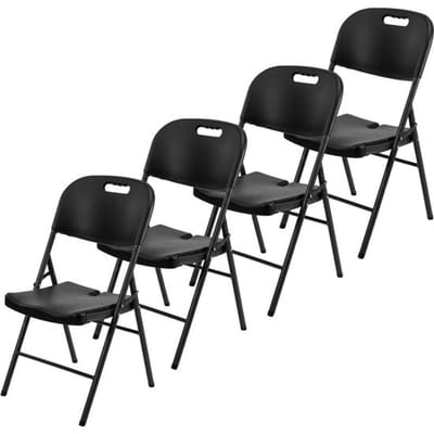 Brixy Klapstoelen – Set van 4 - Vouwstoelenset - Zware Kwaliteit - Weersbestending - Opvouwbare Stoelen - 47 x 54 x 87 CM – Zwart