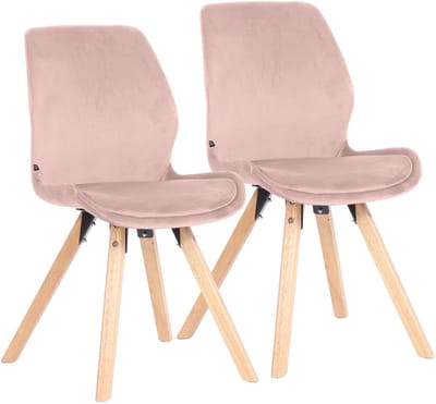 CLP Luna Set van 2 Eetkamerstoel - Modern - Rugleuning - 136 kg - Fluweel/roze