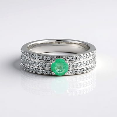 Cavill - Damesring 925 Sterling Zilver Platina Plated - Colombiaanse Smaragd 0,373 ct Rond Slijpsel - Elegante Zilveren Ring - Tijdloos & Stijlvol