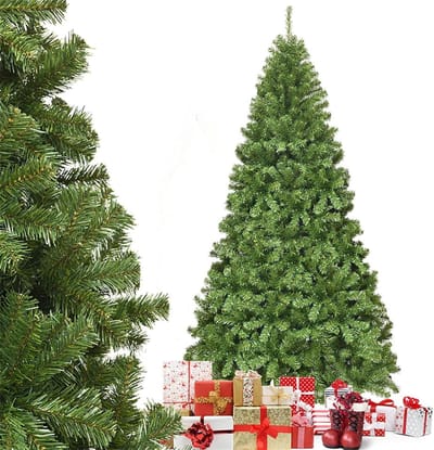 COSTWAY Kunstkerstboom, 180 cm/225 cm, dennenboom met metalen standaard, kerstboom 928/1346 twijgen, pvc-naalden, kunstboom, Kerstmis, klapsysteem, groen (225 cm)
