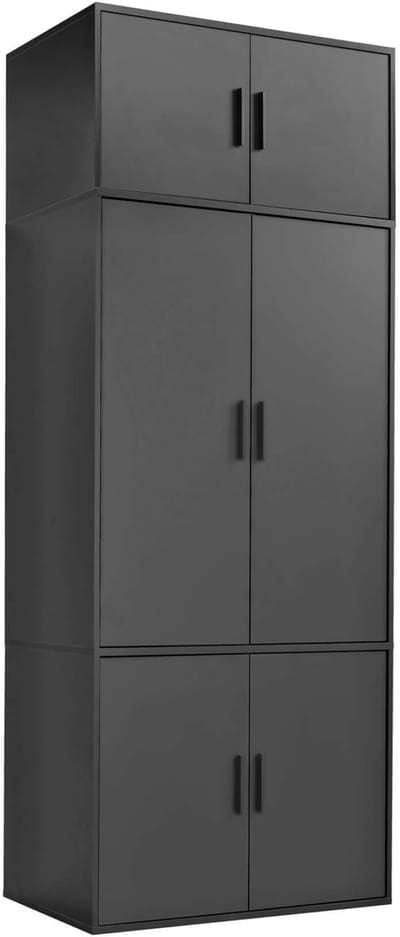 mokebo Kledingkast (90x234 cm) van hout in Wit 2 deuren & 3 lades 'Der Grenzenlose', plafondhoge slaapkamerkast, garderobekast, draaideurkast of kast hoger dan 2 meter