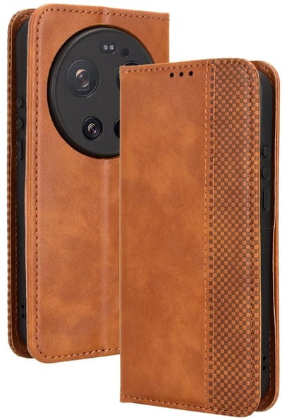 Coverup Hoesje - Geschikt voor Xiaomi 17 Ultra Hoesje - Coverup Vintage Style Book Case - Bruin
