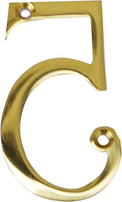 Huisnummer 5 - Nummerbord Huis - Huis Identificatie - Gepolijst Messing - 8 cm Hoog - Messing