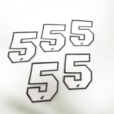 Autocollant stickers UFO pour moto Numéro 5 blanc 130x100mm Neuf