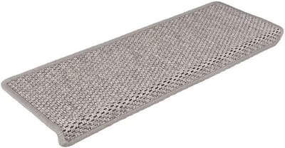 Trapmatten Zelfklevend - Treden Tapijt - Veilig Traplopen - Sisal Look Stof - 65x21 cm - Zilver