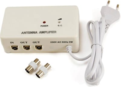 Profile Antenneversterker - Signaalversterker - 1 Ingang - 2 Uitgangen - 2x20dB - Wit