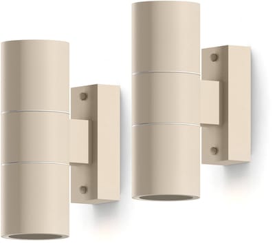 Calex Wandlamp Up & Downlight Turin - 2x GU10 - IP54 Water- en Stofbestendig - Geschikt voor Binnen en Buiten - Eenvoudige installatie - Cilinder - Zand – 2-Pack