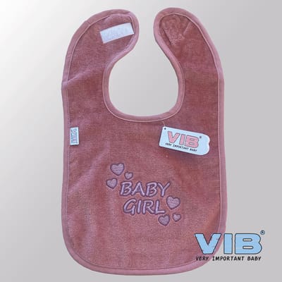 VIB® - Slabbetje Luxe velours - Baby Girl (Oud Roze) - Babykleertjes - Slabbetjes - zwangerschap aankondiging - baby aankondiging