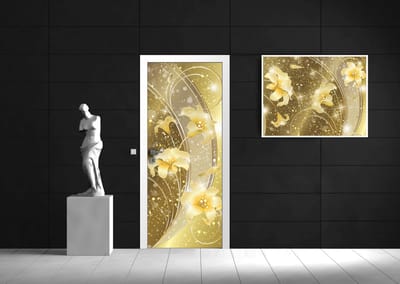 Floral Abstract Gold Yellow Photo Wallcovering