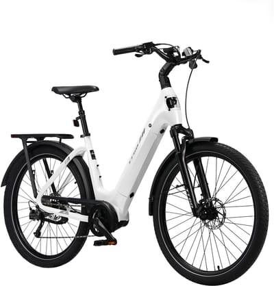Elektrische Fiets TTGO Z5 - 250W MiddenMotor Stadsfiets - 36V18Ah Accu - 27.5 Inch Banden - Max Snelheid 25km/u - Max Bereik 110-130km - Shimano 9 Versnellingen - Wit