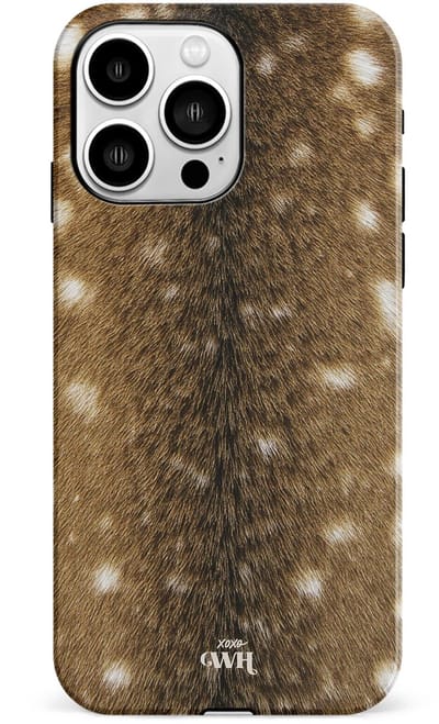 xoxo Wildhearts telefoonhoesje geschikt voor iPhone 16 Pro Max - Bambi Bliss - Double Layer - Hard case met dubbele beschermlaag - Beschermhoes shockproof case - Hoesje met dierenprint - Hert - Bruin