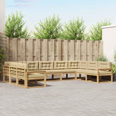 vidaXL - Buiten - bank - set - 9 - st - Wit - en - Beige