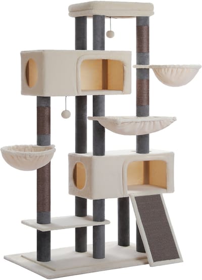 Kattenu KittyKingdom XXL - Stevige krabpaal voor grote katten - Extra Dikke Palen - Grote krabpaal voor zware katten - Beige