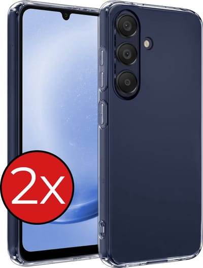 Hoesje - 2 Stuks - Geschikt voor Samsung Galaxy A25 - Sterk & Shockproof - Telefoonhoes - Back Cover - Case Siliconen - Telefoon Hoes - Transparant