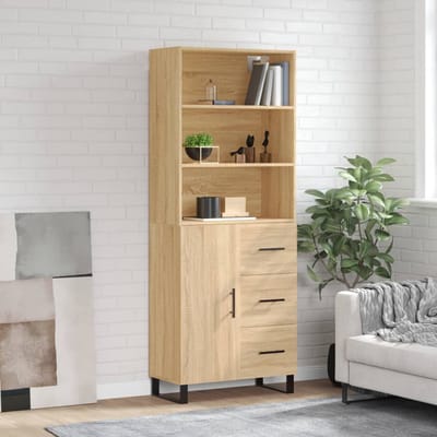 vidaXL - Hoge - kast - 69,5x34x180 - cm - bewerkt - hout - sonoma - eikenkleurig