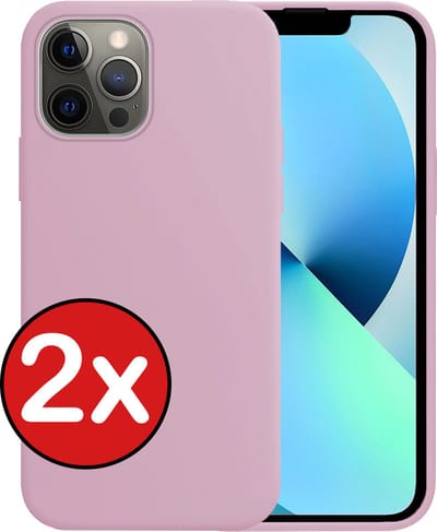 Hoesje - 2 Stuks - Geschikt voor Apple iPhone 14 Pro - Sterk & Shockproof - Telefoonhoes - Back Cover - Case Siliconen - Telefoon Hoes - Lila