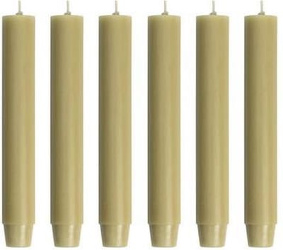Cactula | Dikke Dinerkaarsen | 18 x 2.6 cm | Beige Olijf | 6 stuks | 14 branduren