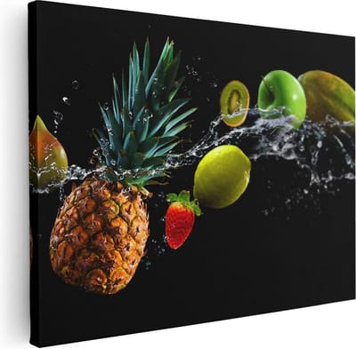 Artaza Canvas Schilderij Ananas - 40x30 cm - Klein - Wanddecoratie Keuken - Muurdecoratie Fruit - Schilderijen Op Canvas