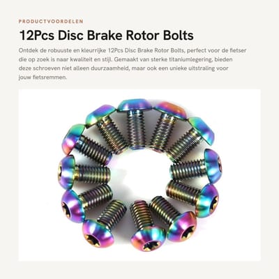 Dailygoods- Remschijf Bouten - 12 Stuks - Titaniumlegering - T25 - Lichtgewicht - Corrosiebestendig - Kleurvol Design - Fietsrem Bouten