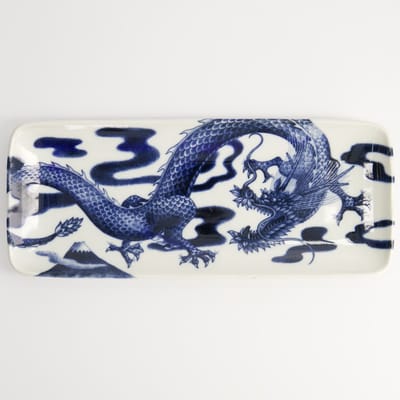 Tokyo Design Studio - Japonism Dragon - Sushi Bord - Blauw - Japans Servies - 28,5 x 14 cm