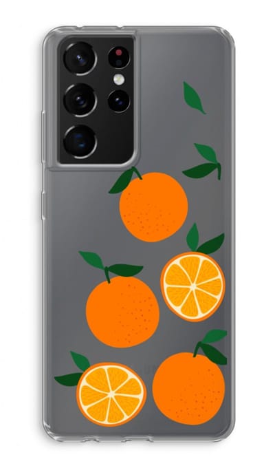 Case Company® - Hoesje geschikt voor Samsung Galaxy S21 Ultra hoesje - Will you be my clementine - Soft Cover Telefoonhoesje - Bescherming aan alle Kanten en Schermrand