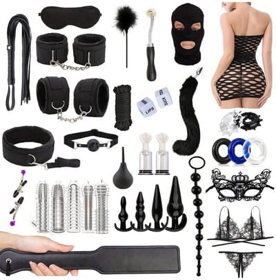 Oneay 38-in-1 BDSM-set, seksspeeltjes voor mannen, vrouwen en stellen. Handboeien voor rollenspellen