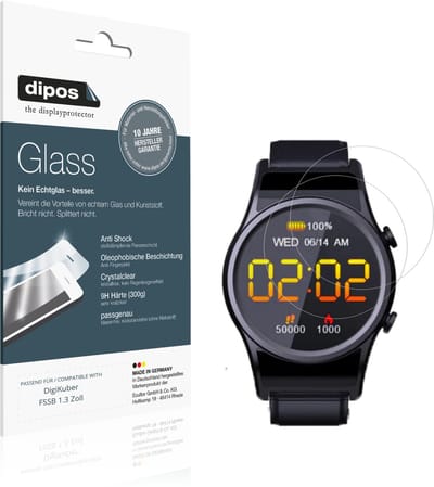 dipos – 2x Pantserfolie geschikt voor DigiKuber FSSB 1.3 Zoll | 9H Screenprotector