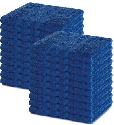 Lavea® Set van 20 gastendoekjes 30x30 cm – 100% katoen – Zacht en absorberend – Ideaál als washandje, gastendoekje of handdoek voor dagelijks gebruik – Koningsblauw