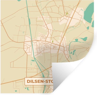 Muurstickers - Sticker Folie - Dilsen-Stokkem - Kaart - Plattegrond - België - Stadskaart - 100x100 cm - Plakfolie - Muurstickers Kinderkamer - Zelfklevend Behang XXL - Zelfklevend behangpapier - Stickerfolie
