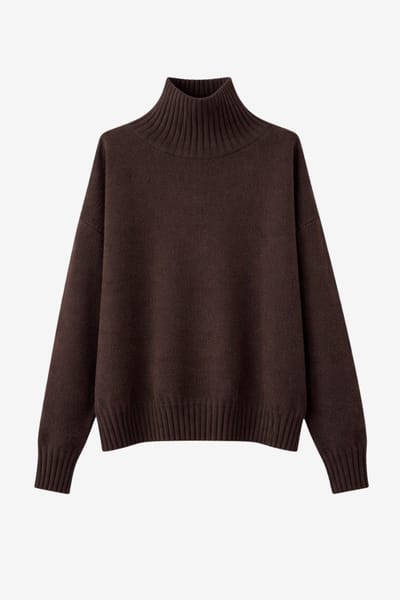 Cashmir wool polo pullover W1165 | Brown - Brown / S