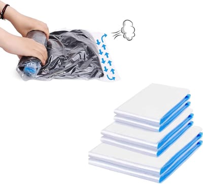 6 stuks opbergzakken - vacuüm opbergzakken - reis compressiezakken - kleding opbergzakken - verzegelde kledingzakken - handgerolde explosieveilige rits - bespaar 80% ruimte - transparant