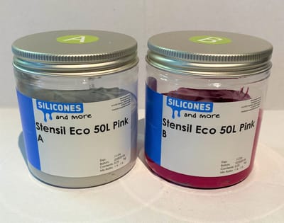 Stensil ECO 50 L Roze, kneedbare siliconen Shore A 50 slow - 500 Gr. Set