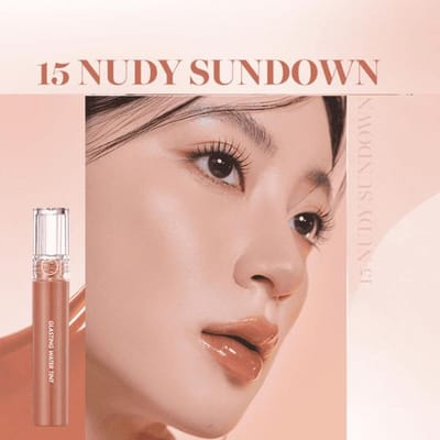 Glasting Water Lip Tint 15 Nudy Sundown 4 g – Lip Tint, Moisturizing, For Women, Nudy Sundown, Suitable For Daily Makeup Routine
