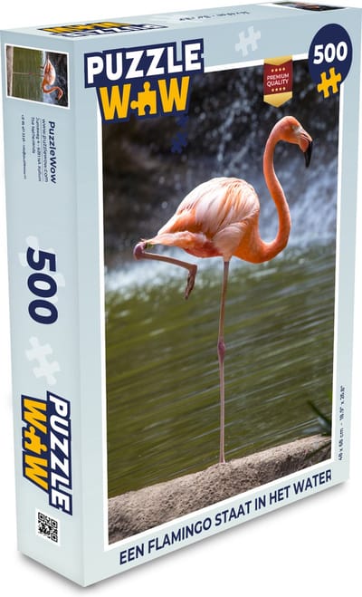 Puzzel Een flamingo staat in het water - Legpuzzel - Puzzel 500 stukjes