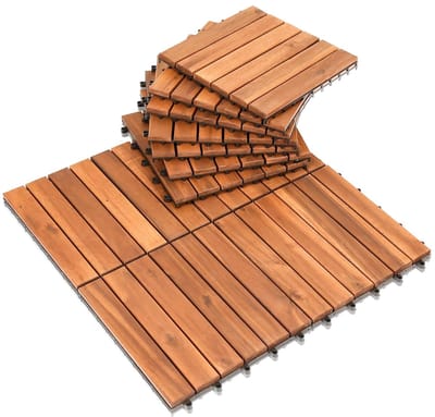 Houten Terrastegels - Balkon Vloer - Buiten Leven - Klik Systeem - 30x30 cm - Acaciahout