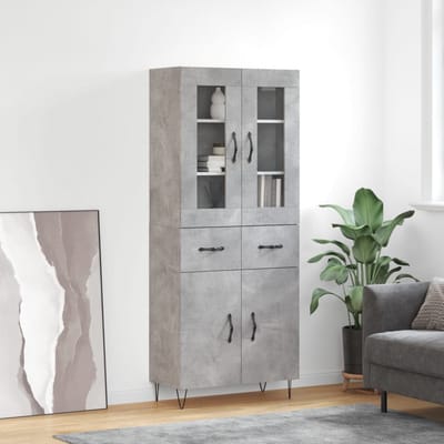 vidaXL - Hoge - kast - 69,5x34x180 - cm - bewerkt - hout - betongrijs