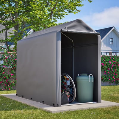 Wishdor Fietsentent - Waterdichte Fietsgarage - 170g PE Zeil - Verzinkt Frame - Donkergrijs - 187x100x160 cm