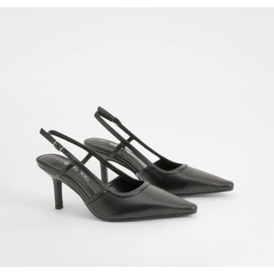 boohoo Dames Wide Fit Slingback Court schoenen | Black | Maat: 3