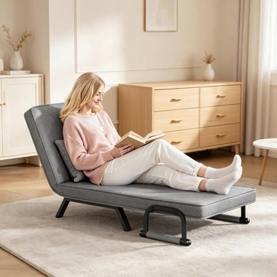 HAUSS SPOLE Fauteuil - Cabriolet Slaapstoel - Met Bedfunctie En Verstelbare Rugleuning - Voor Woonkamer En Slaapkamer - Stof Donkergrijs
