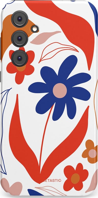 Casetastic hoesje geschikt voor Samsung Galaxy A35 - Dubbellaagse bescherming - Kleuren in bloei - Fashion Case - Wit Rood Perzik Donkerblauw