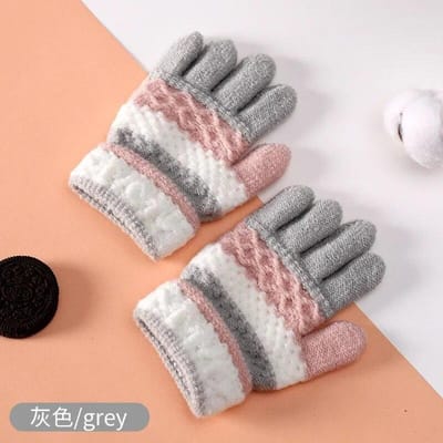 1 paar winterwarme babyhandschoenen schattige gestreepte splitvinger kleuterjongens meisjes gebreide handschoenen voor 3-8 jaar