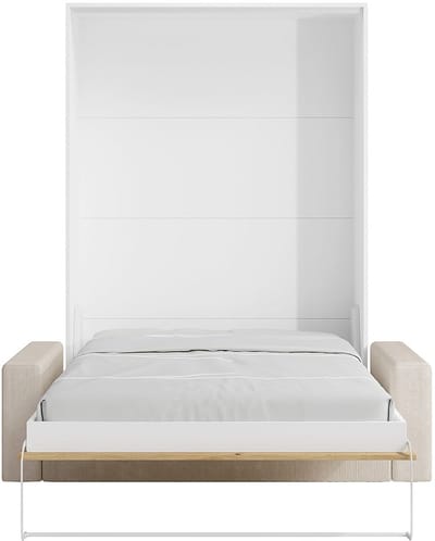 Vente-unique Bedkast hout natuurlijk licht, wit 140 x 200 cm