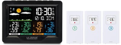 Radiogestuurd Weerstation met 3 Thermo/Hygrosensoren - Zwart