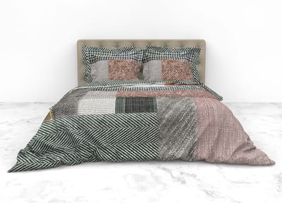 Heckettlane Dekbedovertrek Ron - Bedlinnen met Patchwork print - 200x220 - Multi - Dekbedhoes van 100% Katoen-Twill