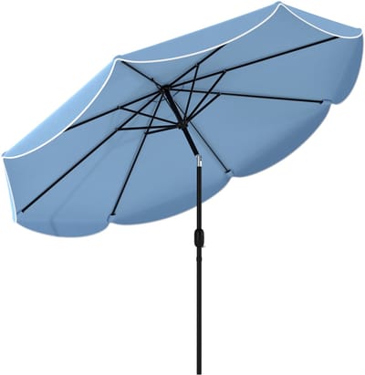 Outsunny Patio Umbrella-Metaal, Polyester-Ø265 x 235H cm-Hemelsblauw