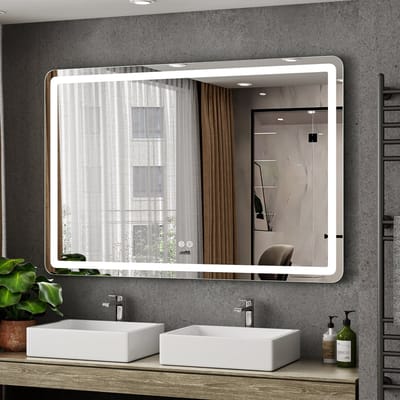 Cityline Badkamer spiegel met verlichting en Verwarming - "Bosa" - 80 x 120 cm - Badkamerspiegel | Spiegelverwarming | Zuinig - Instelbare lichtkleur - dimbaar - voorzien van touchknoppen
