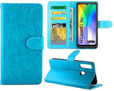 Bookcase Geschikt voor: Huawei Y6p - turquoise - portemonnee hoesje