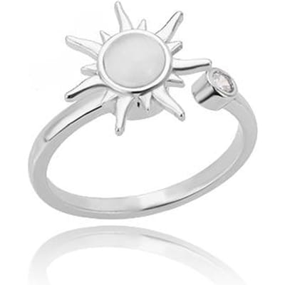 Zirkonia Draaibare Klavertje Vier Angst Ringen Voor Vrouwen Roestvrij Staal Anti-Stress Fidget Spinner Ring Esthetische Sieraden Cadeau white
