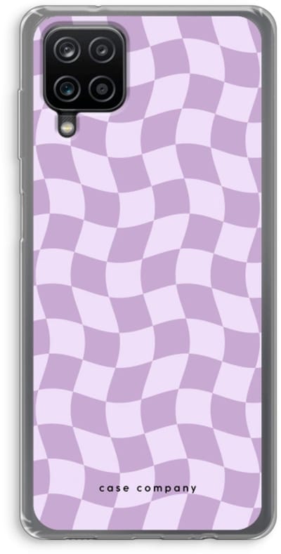 Case Company® - Hoesje geschikt voor Samsung Galaxy A12 hoesje - Grid Paars - Soft Cover Telefoonhoesje - Bescherming aan alle Kanten en Schermrand